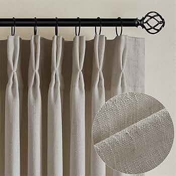 Flax Linen Curtains Pinch Pleated 84 Inch Length 2 Panels for Living Room Bedroom Burlywood Birch... | Amazon (US)