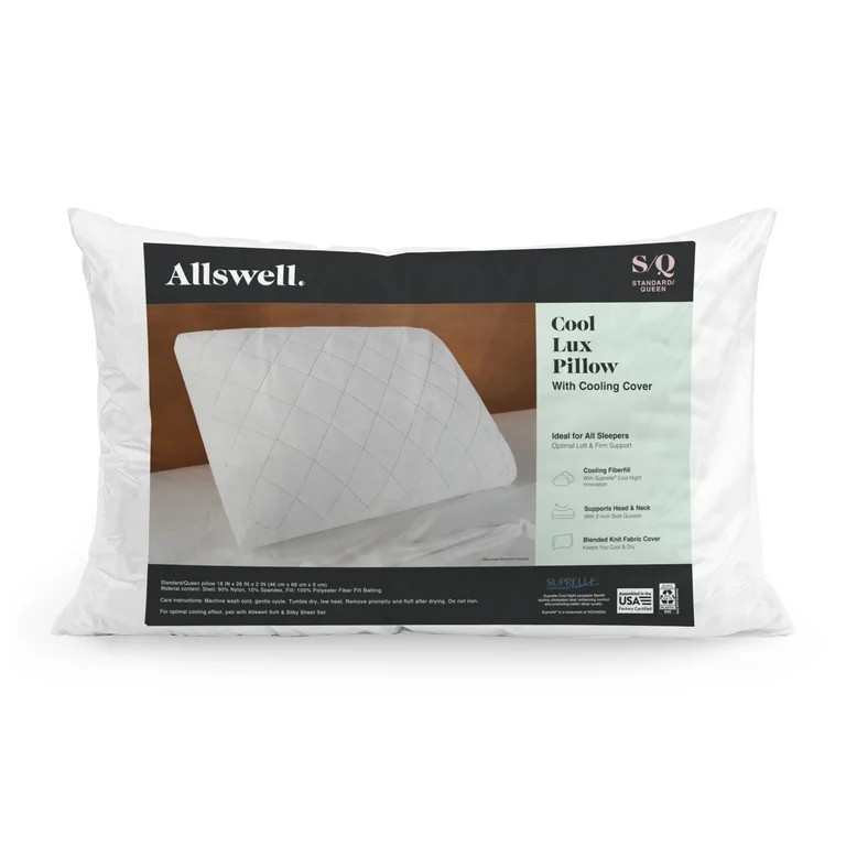 Allswell Cool Lux Bed Pillow with Cooling Cover, Standard/Queen | Walmart (US)