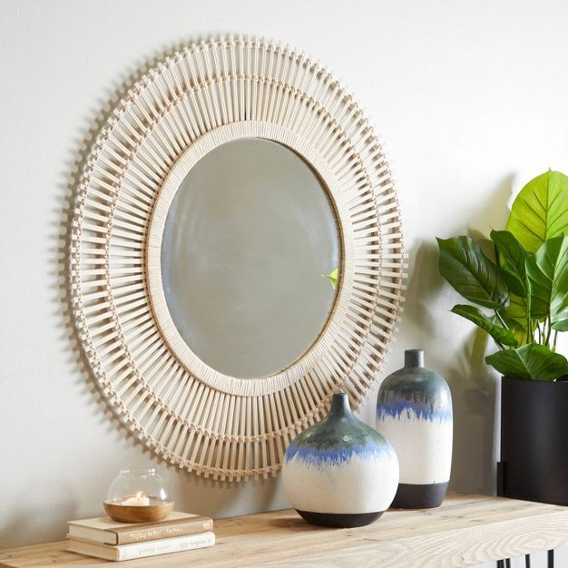 Bohemian Bamboo Wall Mirror Cream - Olivia & May | Target