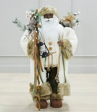 Evergreen Collection Large Woodsy Rustic African American Santa Figurine | Dillard's