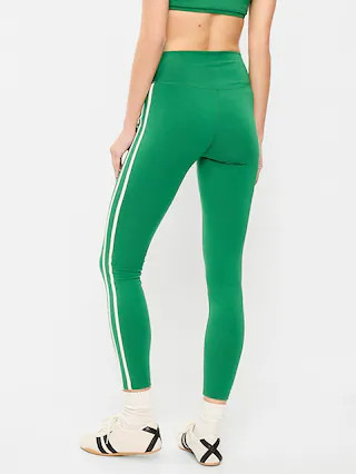 High-Waisted PowerChill Side-Striped 7/8 Cotton Leggings | Old Navy (US)