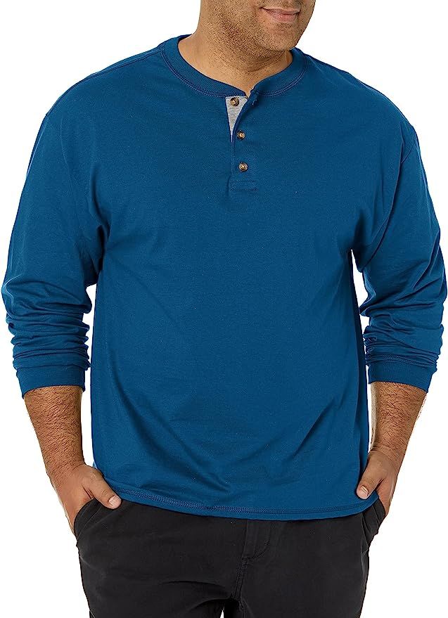 Hanes Men's T-Shirts, Men's BeefyT Henley Shirts, Men's Cotton Long Sleeve Shirts | Amazon (US)
