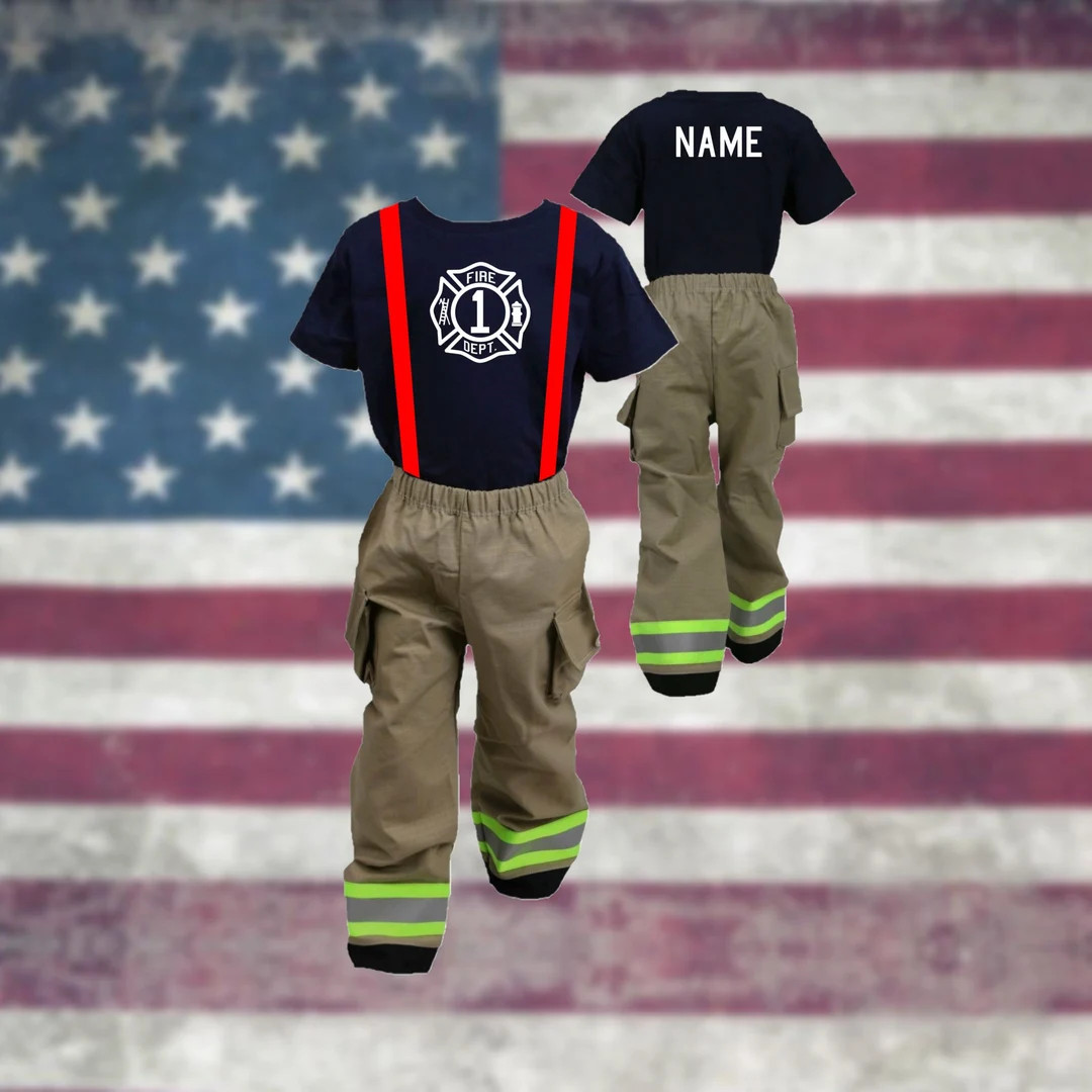 Personalized Firefighter Toddler 2PC TAN Outfit Costume With BIRTHDAY Maltese Cross - Etsy | Etsy (US)