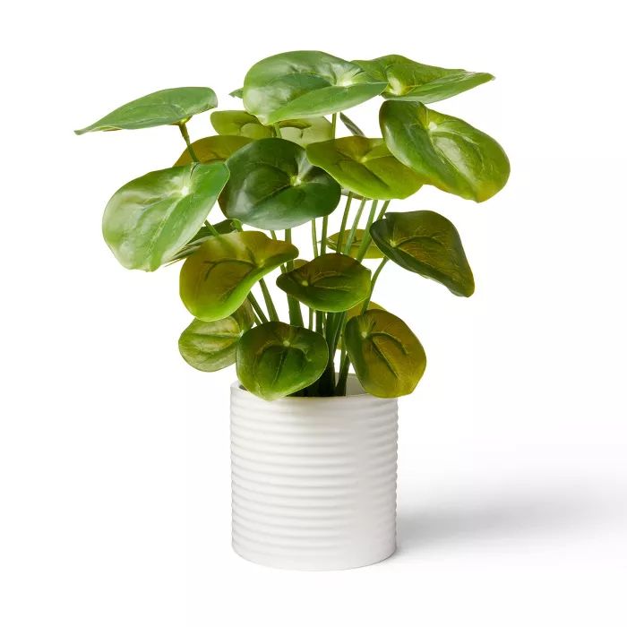 11.5"  x 6" Artificial Pilea Plant in Ribbed Ceramic Pot White -  Hilton Carter for Target | Target