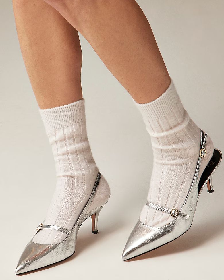 Made-in-Italy Colette buckle slingback pumps in metallic leather | J. Crew US