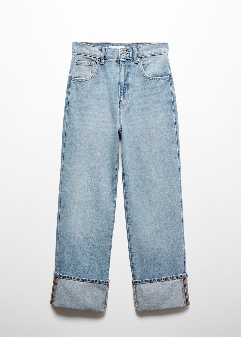 Turned-up straight jeans -  Women | Mango USA | MANGO (US)