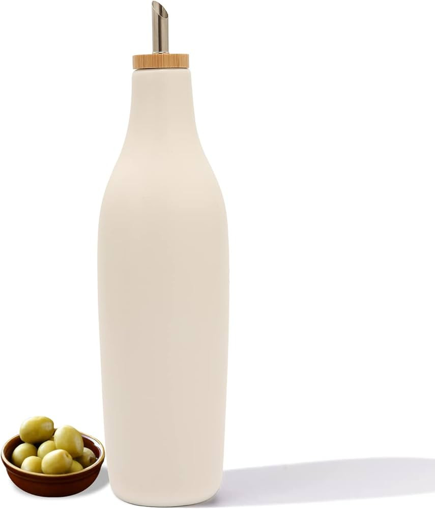 HOMCDALY Ceramic Olive Oil Dispenser Bottle, White Oil Dispenser Bottle for Kitchen, Large Capaci... | Amazon (US)