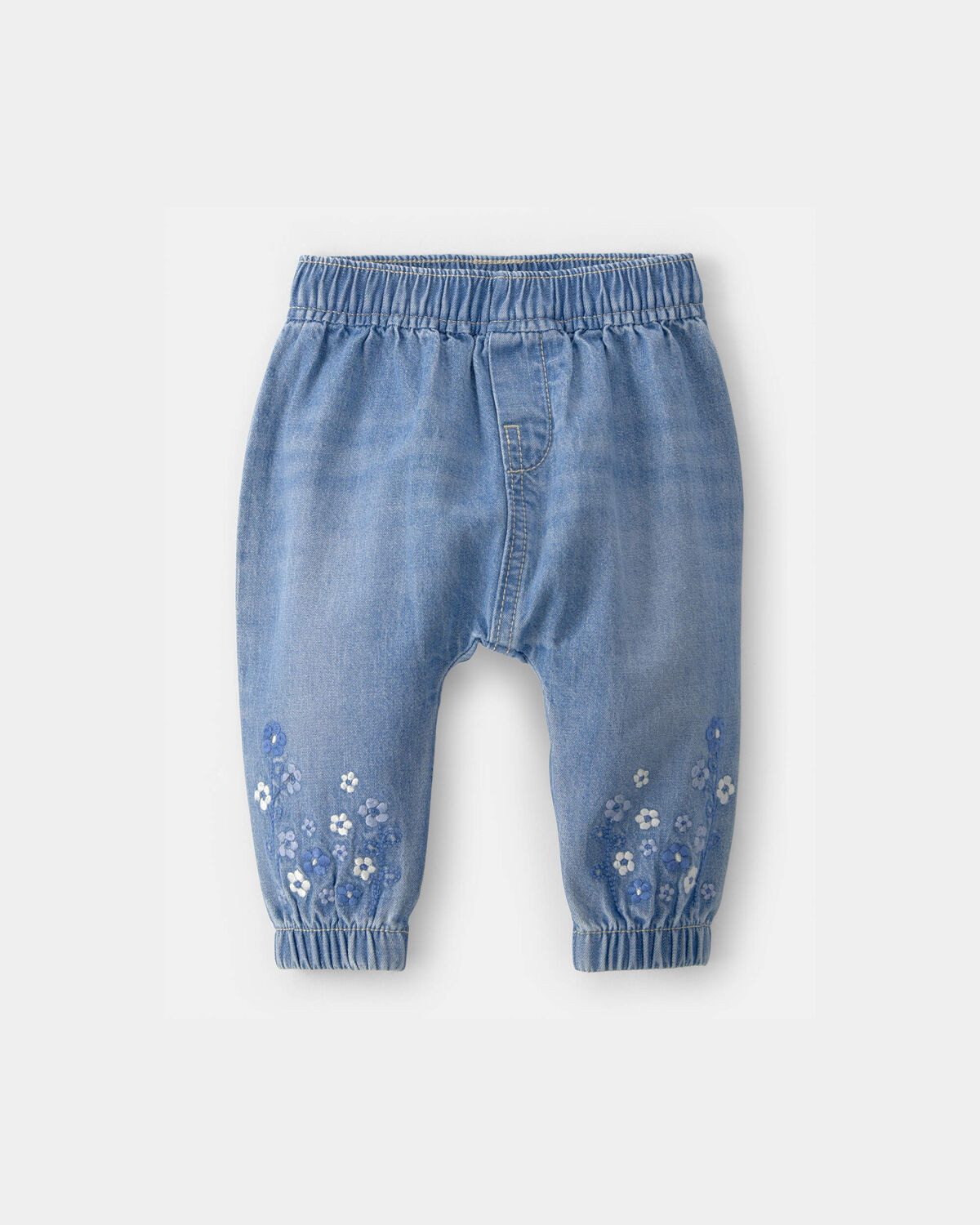 Baby Girl Floral Pull-On Denim Jogger - Medium Wash | Carter's Inc