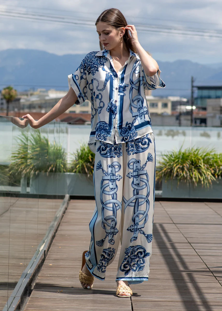 Karmen High Waisted Silky Wide Leg Pants | Benaar La