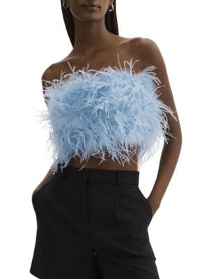 Lamarque Zaina Feather Bustier on SALE | Saks OFF 5TH | Saks Fifth Avenue OFF 5TH