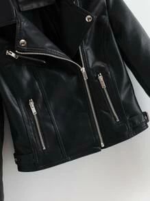 Zip Up PU Leather Moto Jacket SKU: swjacket02200610797(1000+ Reviews)Trending - WesternTrending -... | SHEIN