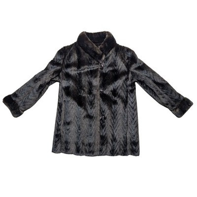 Vintage Dubrowsky & Perlbinder Faux Fur Coat Brown Chevron Pattern | eBay CA