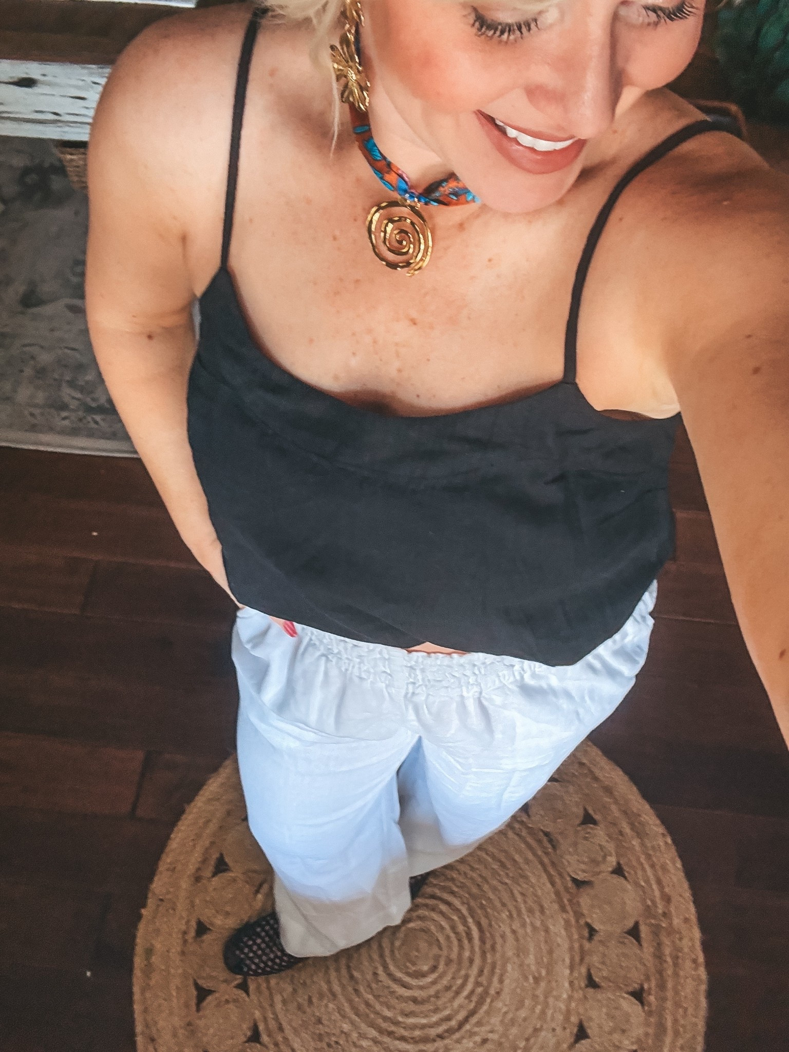 Styled this necklace with this today and loved it! It can be like a choker or you can wea it more loose. The colors are so good for spring and summer. Also linking these cute floral earrings. 
✨Save with code MANDIE at Beljoy 


#LTKgrwm #LTKOver40 #LTKootd