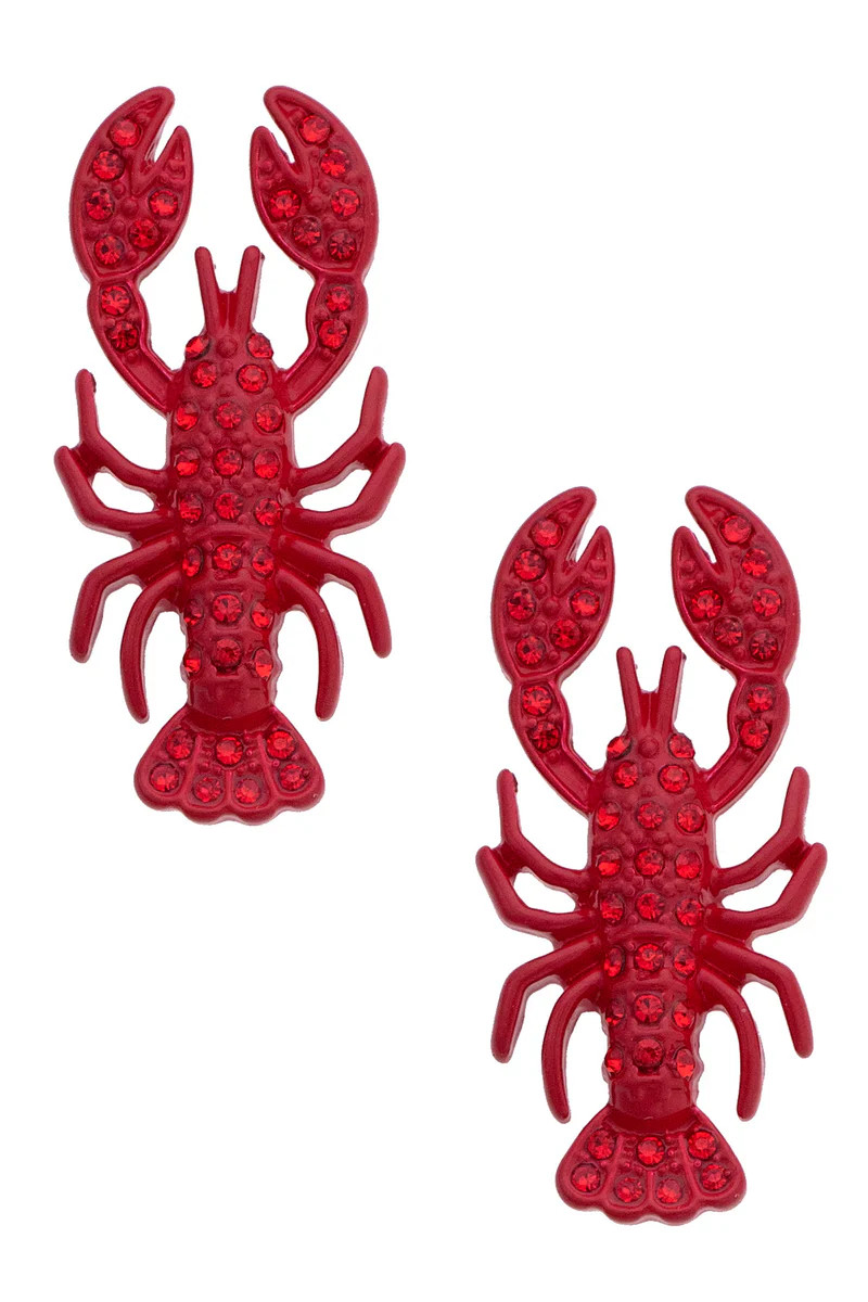 Pave Lobster Earrings in Red | CANVAS