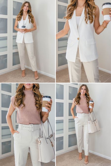Neutral and classy business casual outfits!
Wearing a size small in the knit top and sleeveless blazer.
Pants are Zara 4387/040. I’m in a size small. I’ve also linked a similar pair here.
The white tote is a great value and makes an awesome work tote!

Work outfit ideas | spring work outfits | workwear | corporate fashion | office outfit


#LTKfindsunder100 #LTKstyletip #LTKworkwear