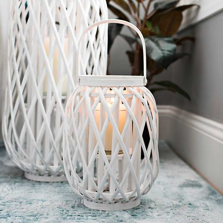 Small White Willow Lantern | Kirkland's Home