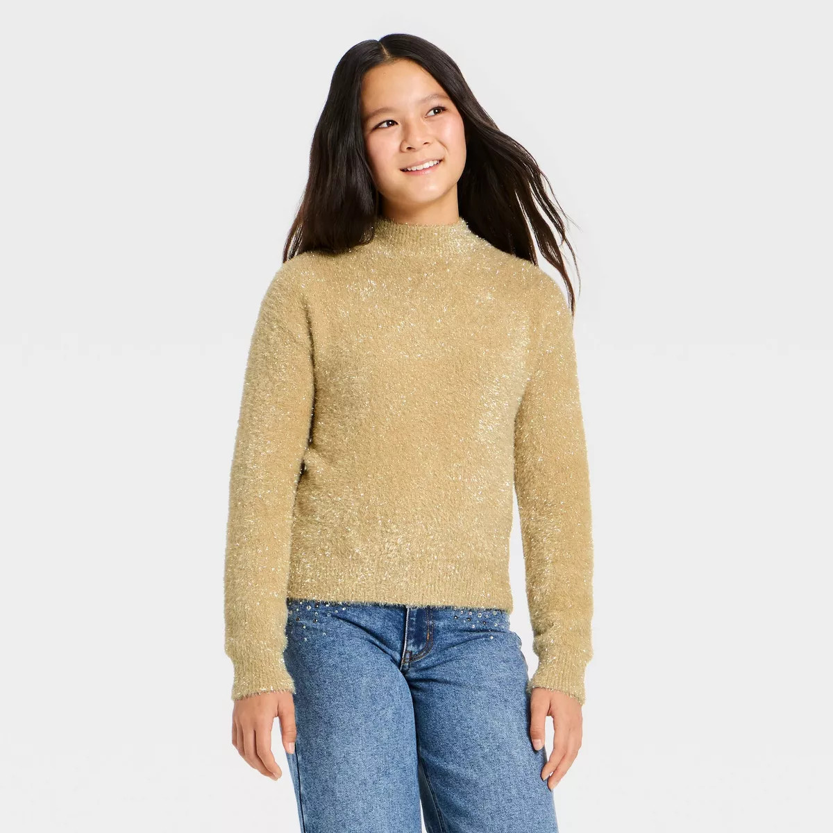Girls' Mock Neck Lurex Sweater - art class™ | Target
