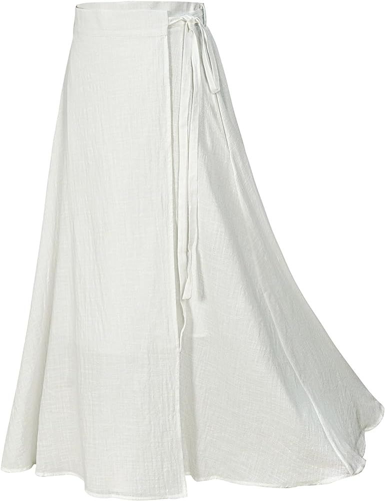 Womens Wrap Skirt Ankle-Length Vintage Linen Skirts | Amazon (US)