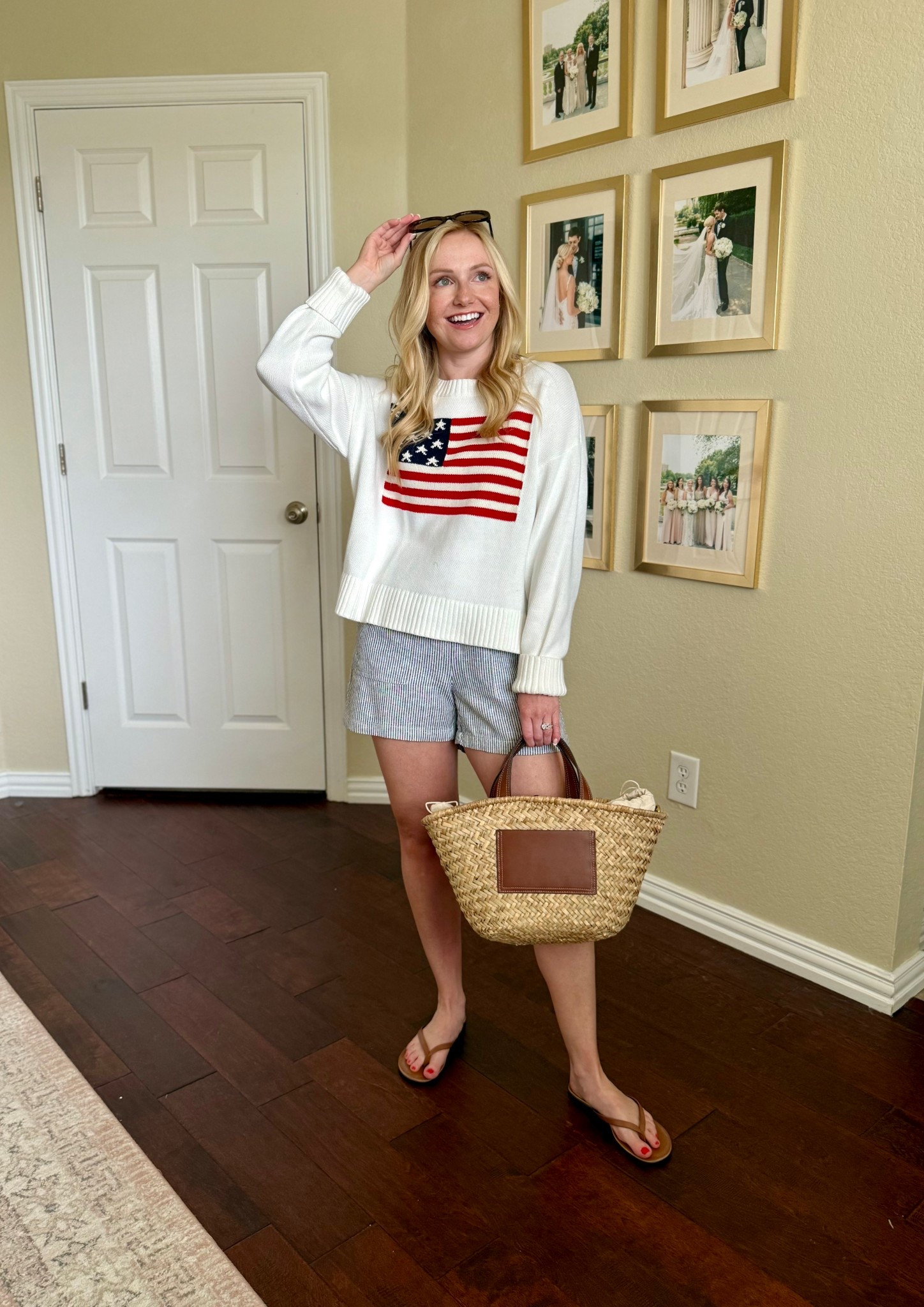 Styling this American flag sweater! These shorts are SO comfy! Wearing an XS and a S in sweater 

#LTKSummerEdit #LTKFindsUnder50 #LTKStyleTip