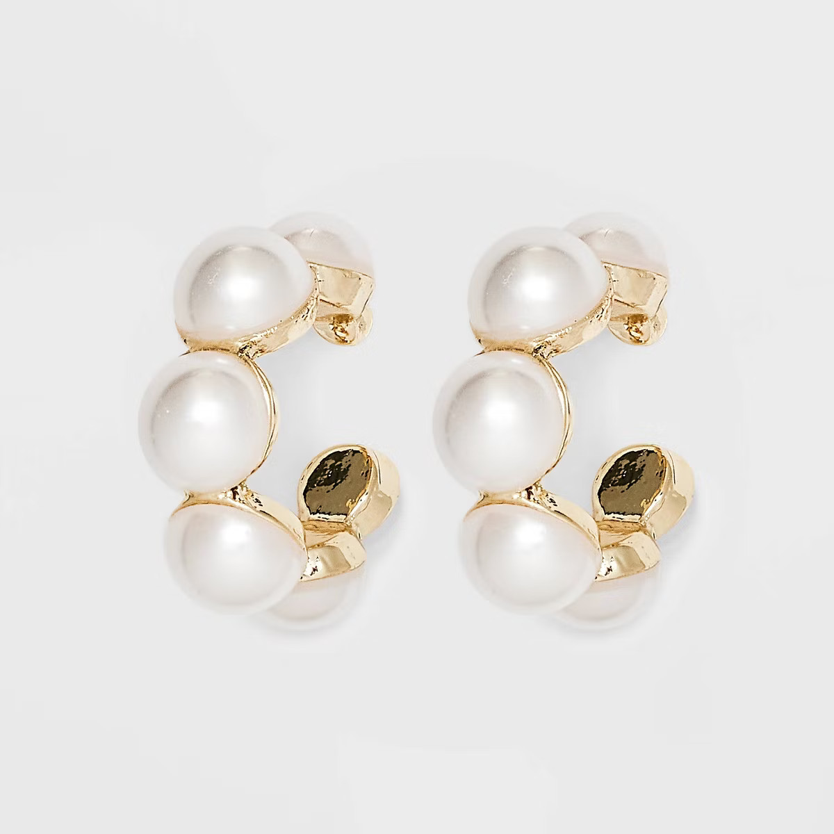 Mini Pearl Hoop Earrings - A New Day™ Gold: Nickel-Free Metal, Post Closure, 1.1" Length, Pearl... | Target