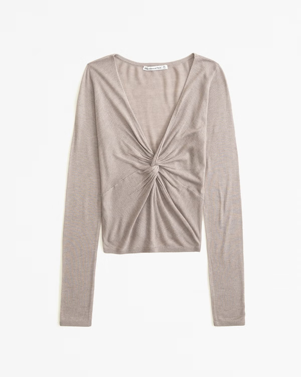 Women's V-Neck Twist Draped Top | Women's Clearance | Abercrombie.com | Abercrombie & Fitch (US)