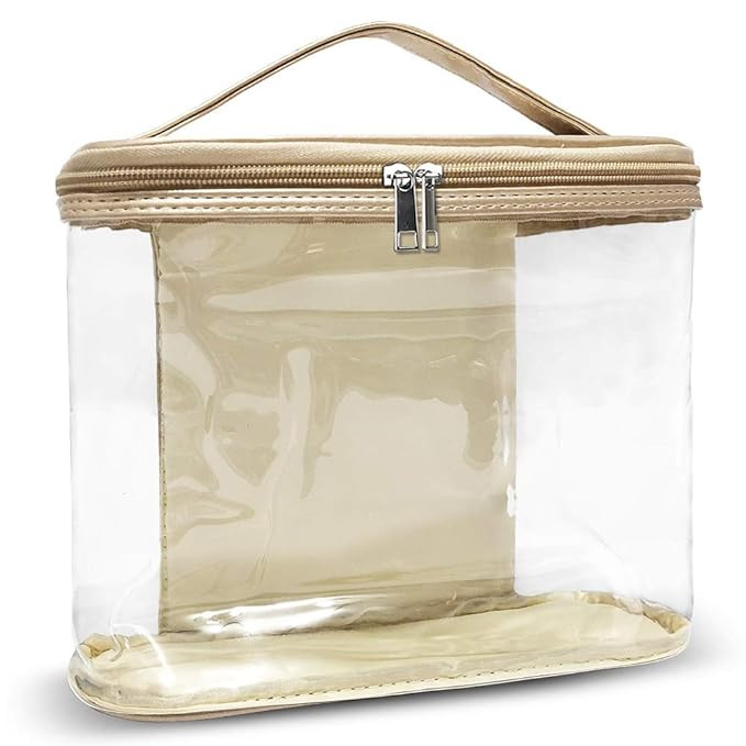 Cosmetic Bag,YORONIDA Portable Clear Toiletry Case Makeup Bag Carry On Transparent PVC Pouch Hand... | Amazon (US)