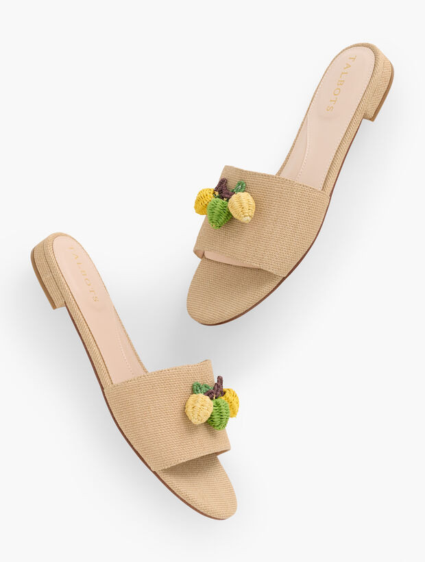 Keri Embellished Woven Straw Slides | Talbots