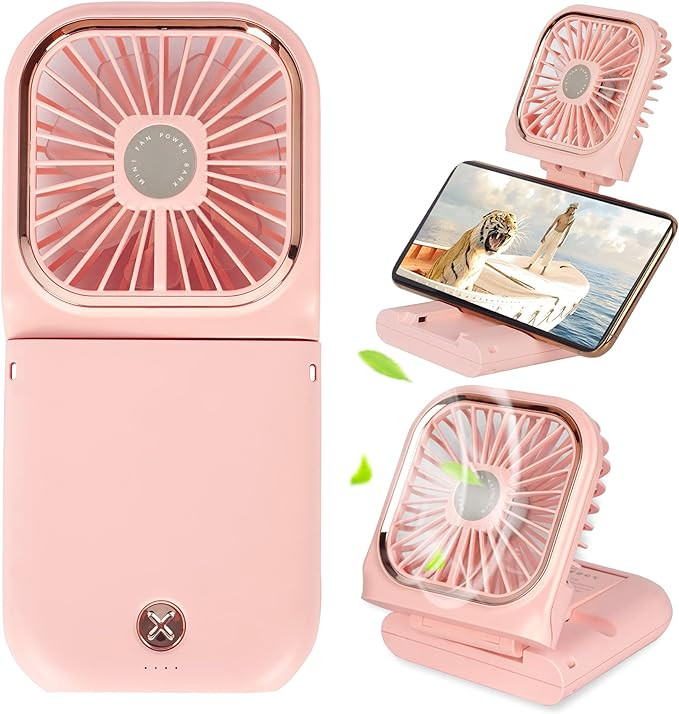 Portable Mini Fan Small Battery Operated Fan 5 in 1 as Power Bank,Phone Holder,Handheld Fan,Desk ... | Amazon (US)