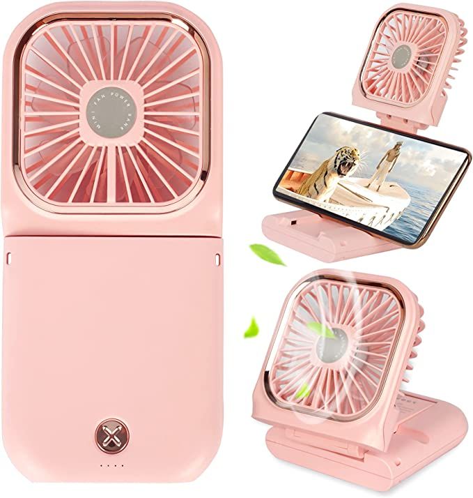 Portable Mini Fan Small Battery Operated Fan 5 in 1 as Power Bank,Phone Holder,Handheld Fan,Desk ... | Amazon (US)