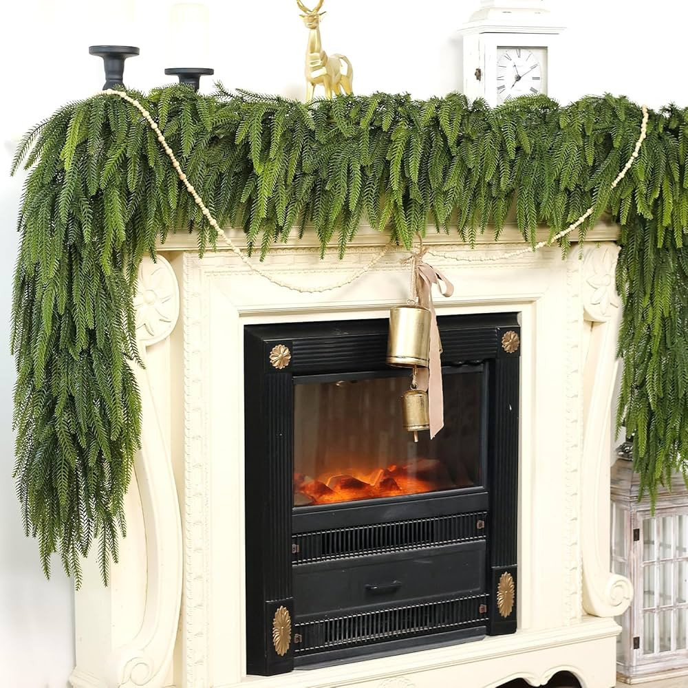 5FT Christmas Norfolk Pine Garland -1PCS, Artificial Pine Needles Garlands Faux Greenery Fake Gar... | Amazon (US)