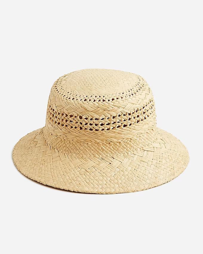 Open-weave straw bucket hat | J.Crew US