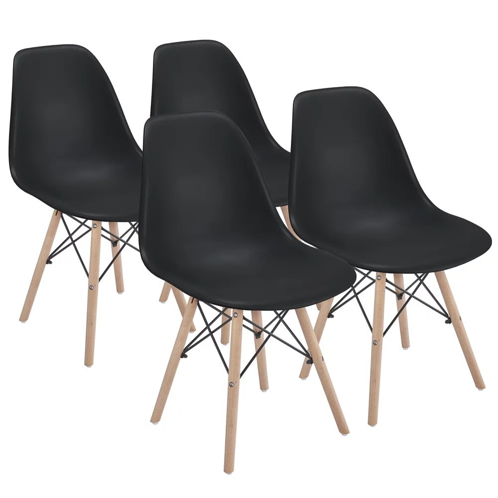 Modern Dining Chairs Mid Century Style Set of 4, Black | Walmart (US)