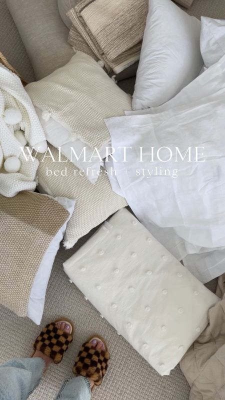 H O M E \ Neutral bed styling! All items are from Walmart home👏🏻 Here’s what I used👇🏻
+ quilt (beige)
+ duvet (ivory)
+ linen euro shams (white)
+ decorative pillows
+ throw 

3 ways to shop👇🏻
+ comment “Shop” to get link sent directly to your DMs
+ click the link in my bio and select “shop my reel”
+ head over to the LTK app and follow me @sbkliving 

Bedroom
Decor 

#LTKunder100 #LTKhome #LTKunder50