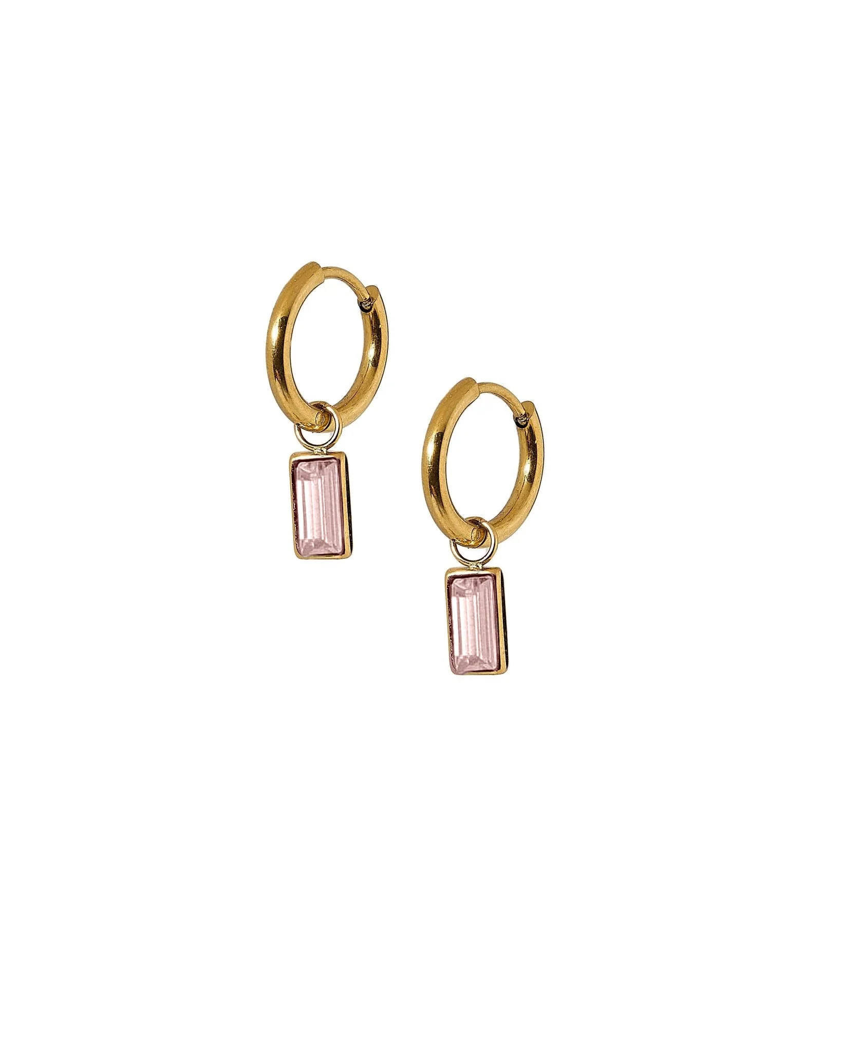 Huggie Charm Earrings - Edith Pink Gold | LINNY CO LLC