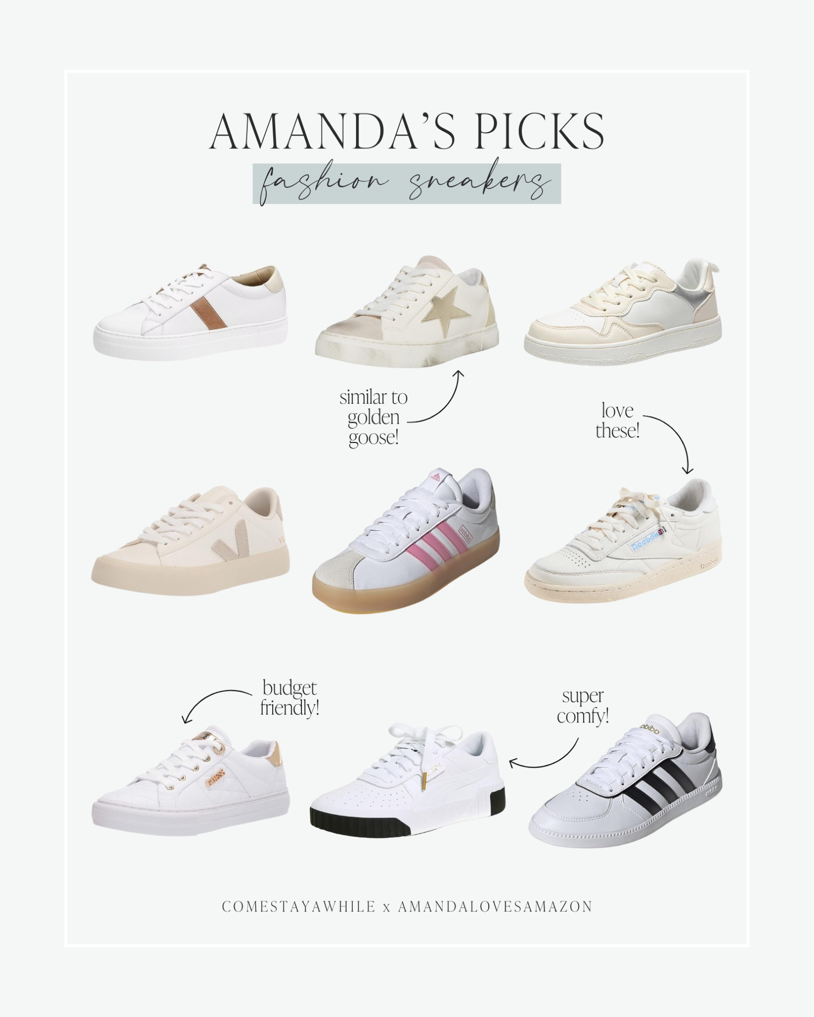 Shop some of my favorite cute, trendy fashion sneakers for women! Sneakers for casual outfits. Cute shoes from Reebok, Veja, Nike, Adidas, Guess, and more! 😍

#LTKShoeCrush #LTKBacktoSchool