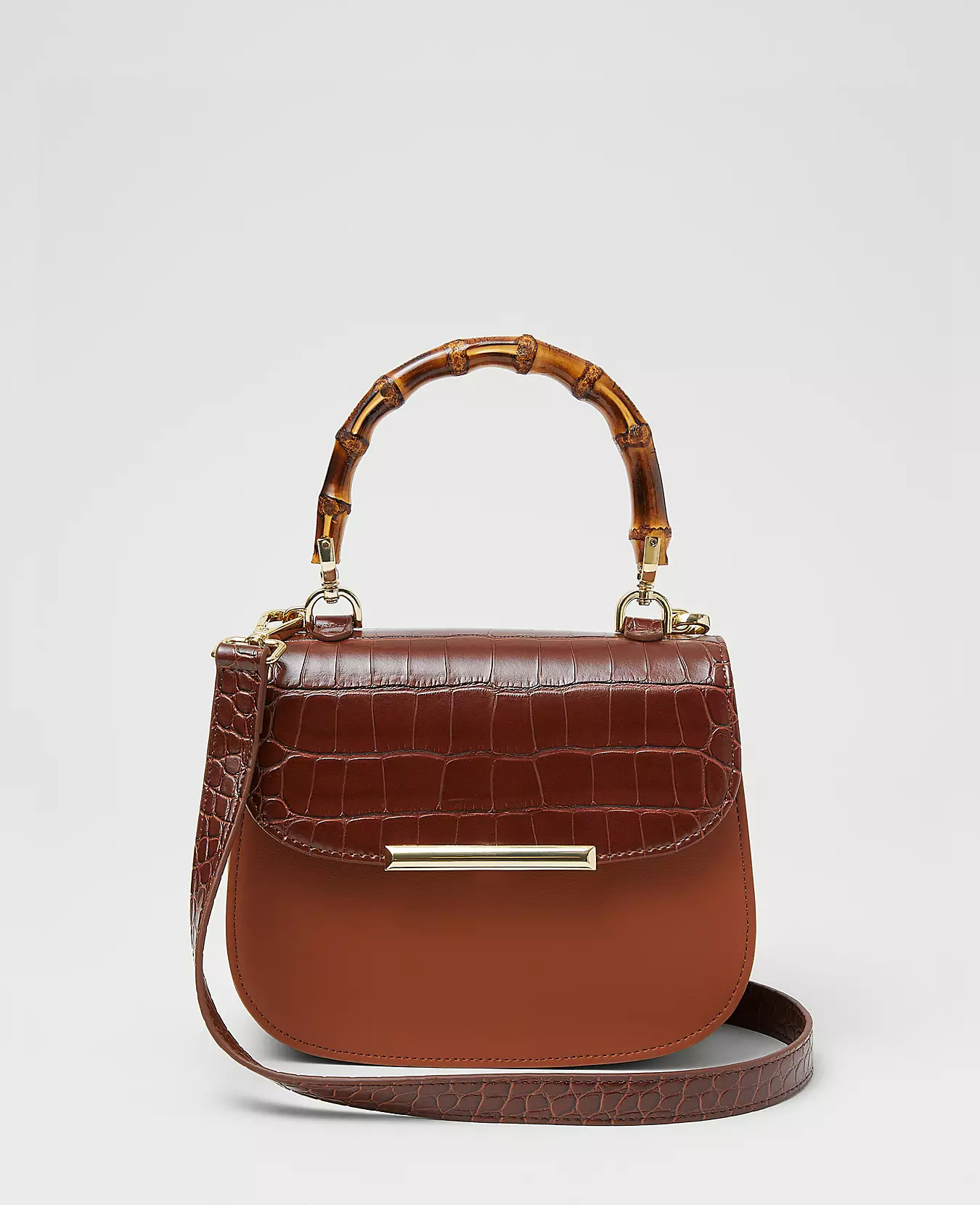 Bamboo Handle Crocodile Print Bag | Ann Taylor (US)