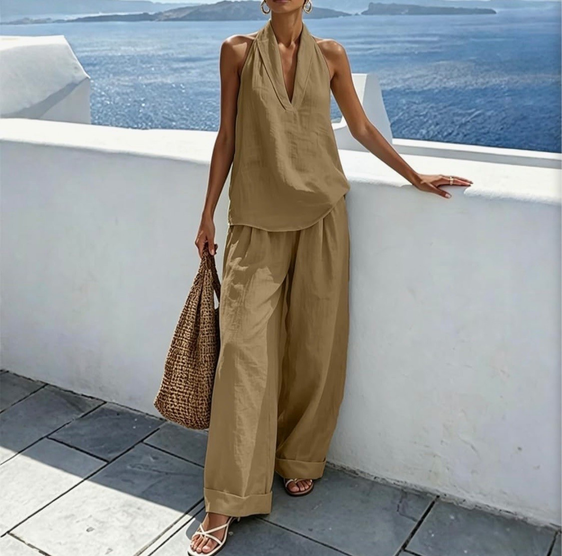 Chic Sets. Fit True to size. Elastic waist. Linen. 


Womens Casual Linen 2 Piece Set Halter V Neck Sleeveless Top and Wide Leg Pants Summer Outfits for Travel Vacation
I purchased a Large

#LTKgrwm #LTKSaleAlert #LTKMidsize