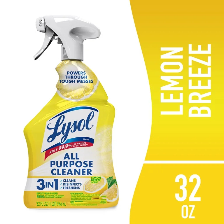 Lysol\u00ae All Purpose Cleaner Sanitizing and Disinfecting Spray Lemon Breeze Scent, 32 oz, Bott... | Walmart (US)