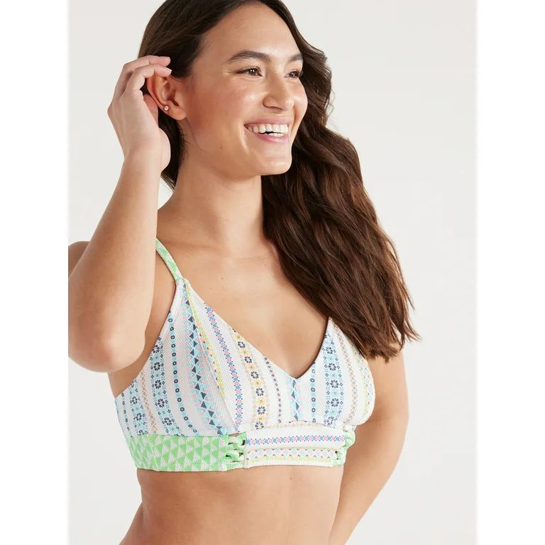 Jessica Simpson Women's Textured Longline Bikini Top, Sizes XS-XXL | Walmart (US)