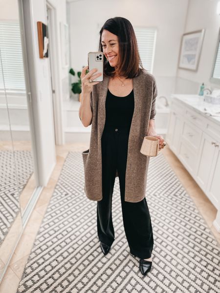 Client Closet Edit Outfit today 
Pants - reformation- true to size
Jenni Kayne cardigan- I size down
Shoes - Jenni kayne true to size 
Tank - sold out nyc scoop tank - true to size 

#LTKstyletip #LTKSeasonal