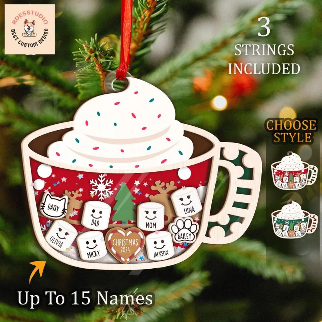 Custom Marshmallows Pet Family Shaker Ornament, 4D Shake Family Ornament With Pets, Gift for Chri... | Etsy (US)