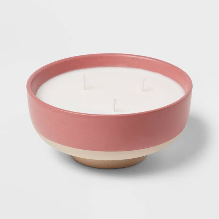 13oz Footed Textured Ceramic Dish with Dustcover Peony Rose Water & Freesia Pink - Threshold™ | Target