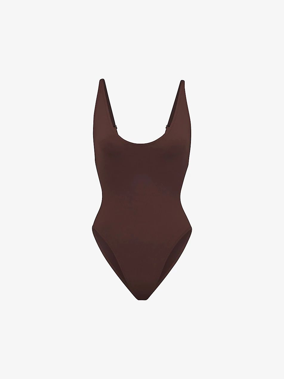 Scoop-neck low-back recycled stretch-nylon swimsuit | Selfridges