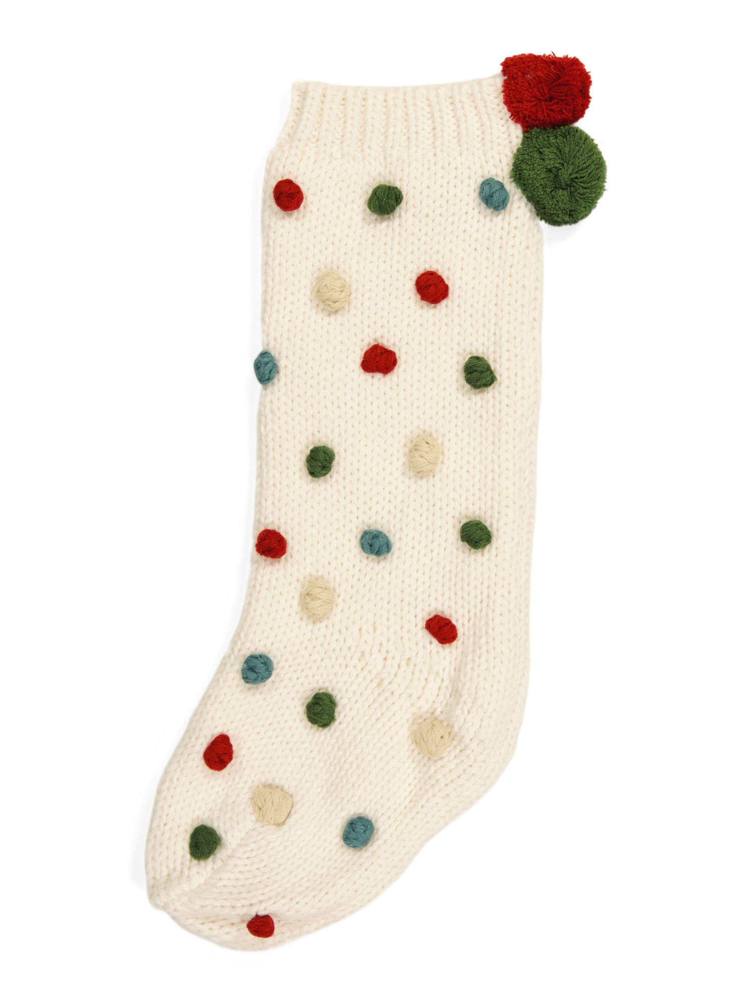 Woven Pom Pom Stocking | TJ Maxx