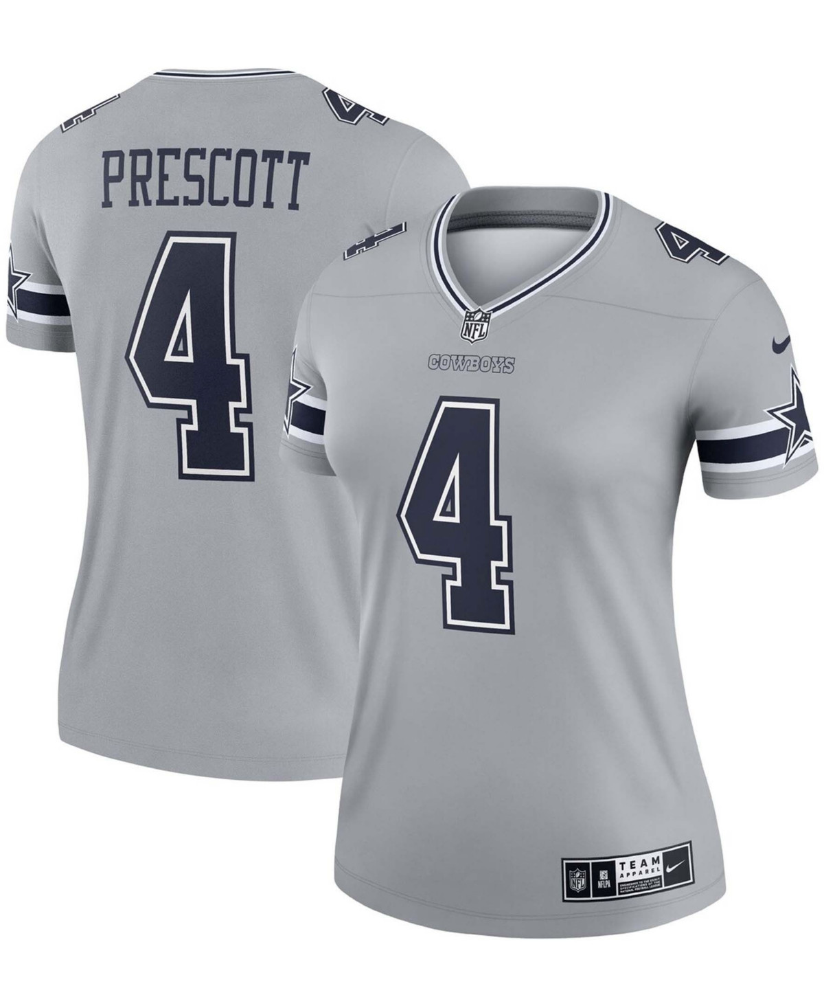 Women's Dak Prescott Gray Dallas Cowboys Inverted Legend Jersey | Macys (US)