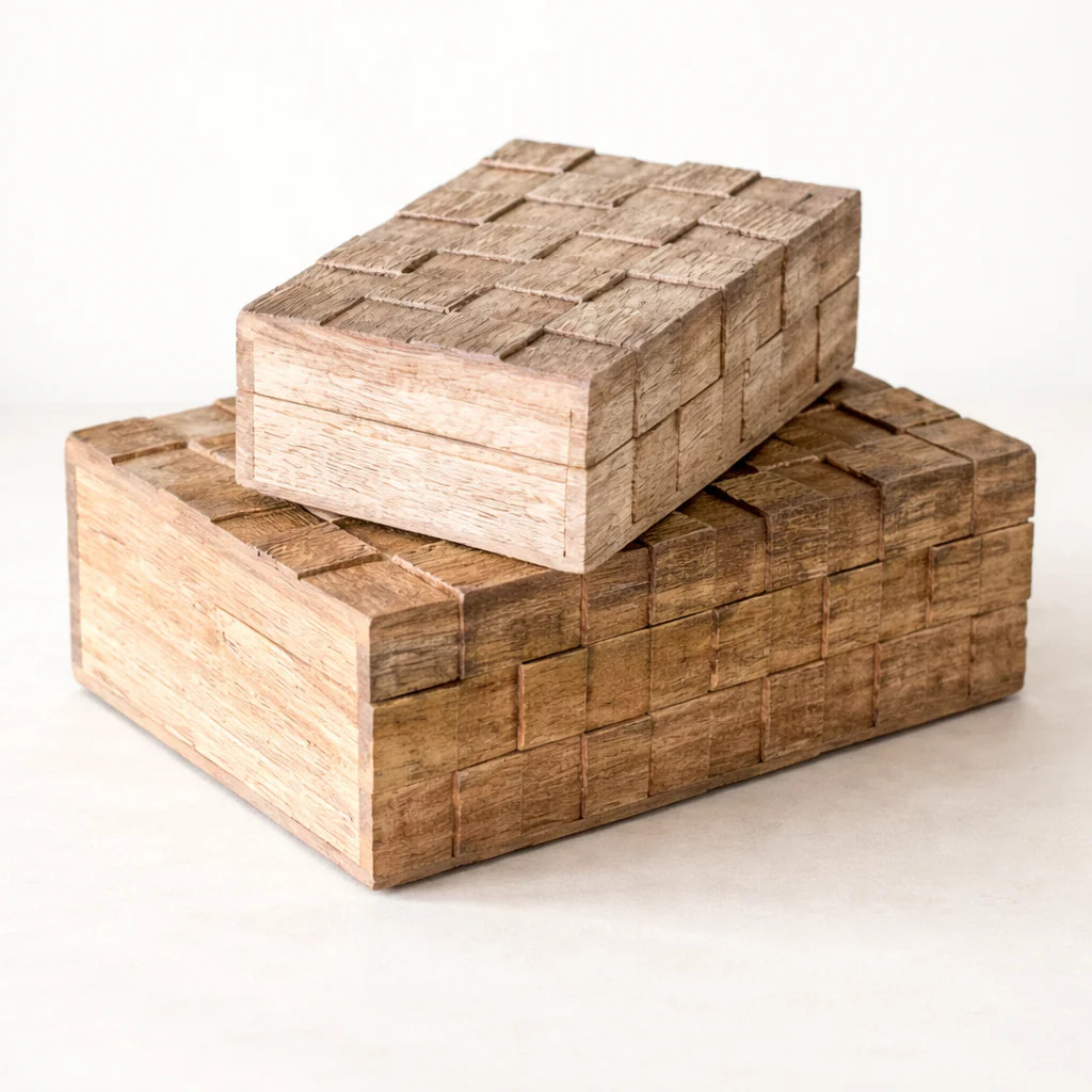 Wooden Weave Storage Boxes Set | By Luxe B Co. | luxe bCO