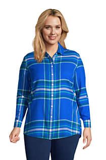 Women's Plus Size Flannel Boyfriend Fit Long Sleeve Shirt | Lands' End (US)