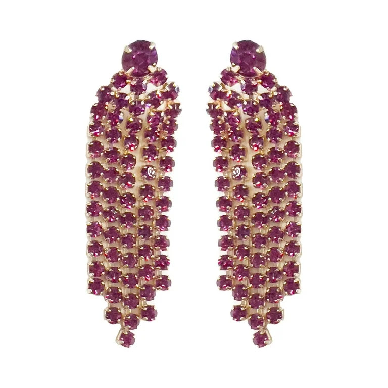 Time and Tru Adult Ladies Wine Stone Tassel Drop Earring, 1 pack, Single Pair Earring | Walmart (US)