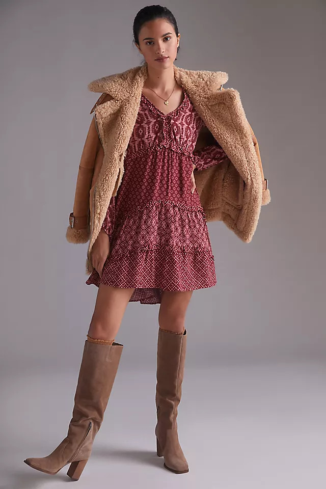 Tiered V-Neck Mini Dress | Anthropologie (US)