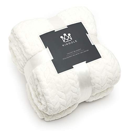 Kingole Flannel Fleece Microfiber Throw Blanket, Luxury Irovy Cream Twin Size Lightweight Cozy Couch | Amazon (US)